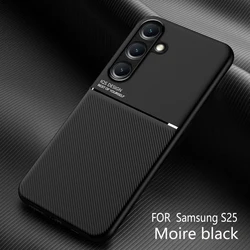 Deluxe Leather Magnetic Phone Case - Matte Anti - Slip Finish - Samsung S24Ultra (Black)