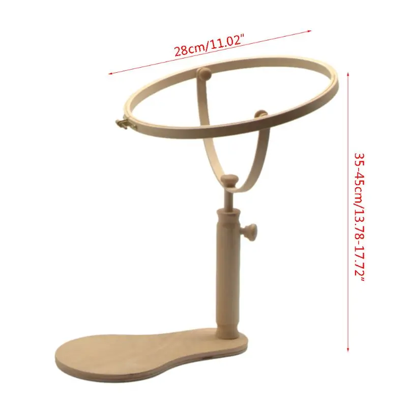 

28cm Round Wooden Embroidery Hoop Frame Stand Rack Holder Cross-stitch Rotatable