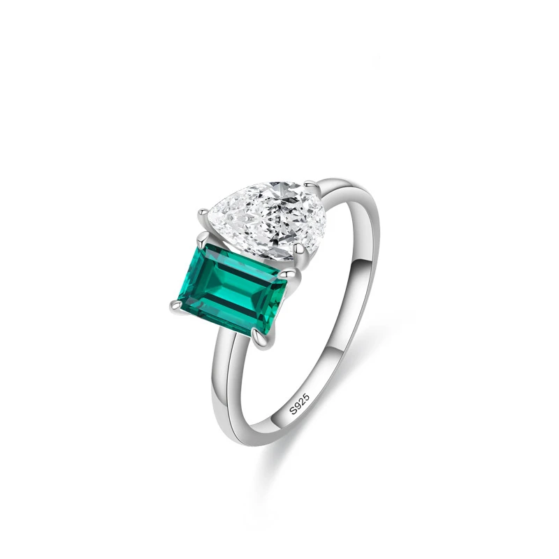 

Серебряное кольцо S925, женское кольцо с изумрудом в европейском и американском стиле, индивидуальное кольцо с перекрестной границей, красное покрытие через Интернет