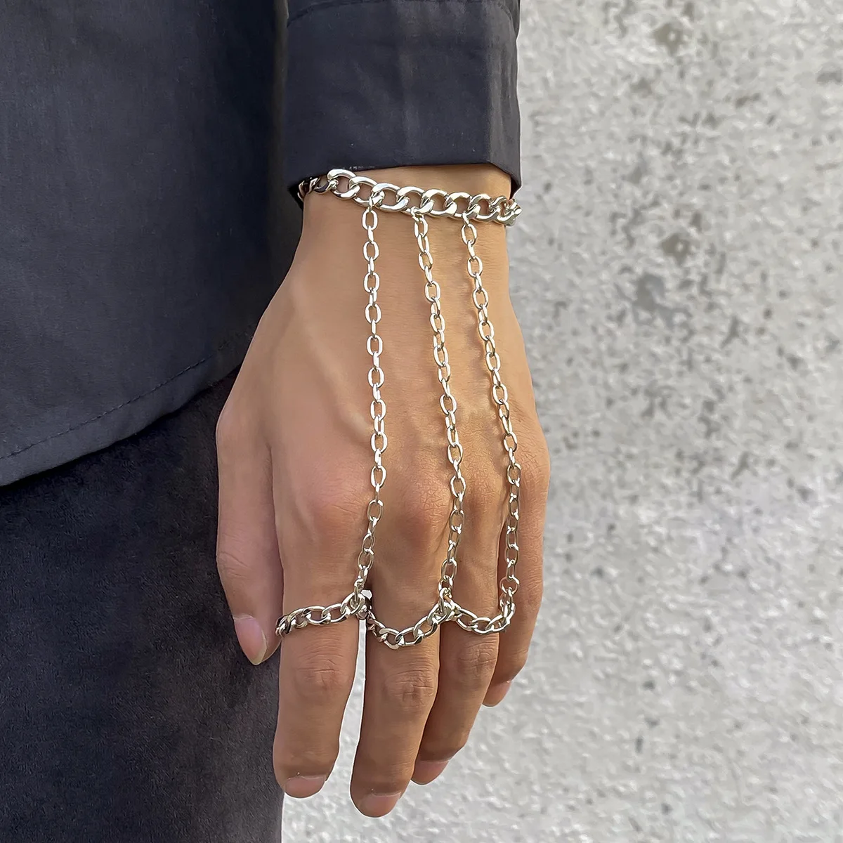 Opinie Srebrny Hip-Hop Tassel - łańcuch z pierścieniami dla pary… sklep online