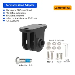 Aluminum Bicycle Computer Mount Adapter for Action Cameras and Sport Accessories (Longitudinal B)