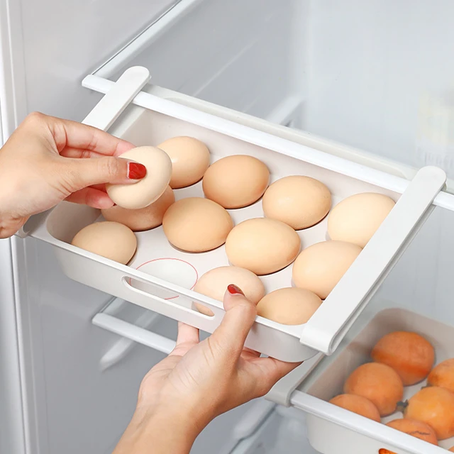 Contenedor de organizador para huevos para nevera, soporte para huevos de  cocina, ahorro de espacio - AliExpress