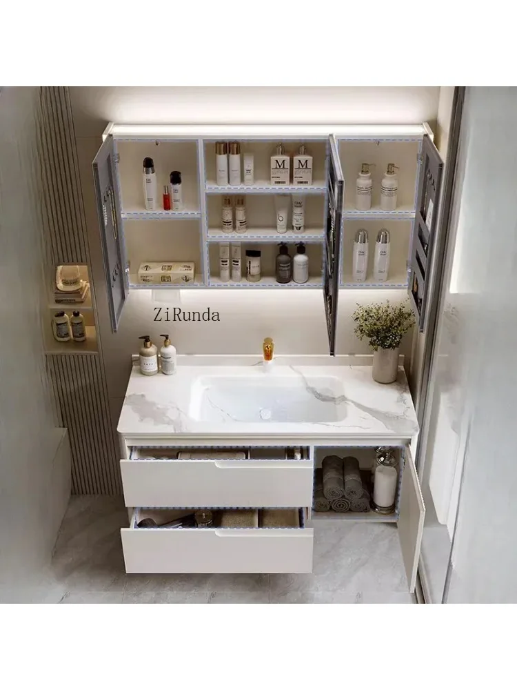 Style Smart Bathroom Cabinet Vanity with Sink Shelves Storage Mirror Cabinets Simple Furniture Arredo Bagno FYBC