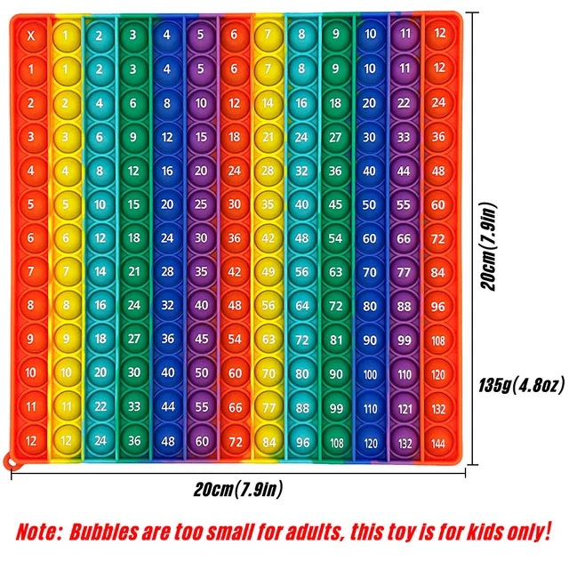 12x12 Multiplication 12+12 Addition Quick Push Fidget Math Games Pop Toys Silicone Rainbow Math Learning Educational Toy for Kid 2