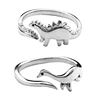 Dinosaur Rings Cute Silver Color Opening Adjustable Rings Best Love Gift Design Animal Shape Ring For Women Men Punk Style 1