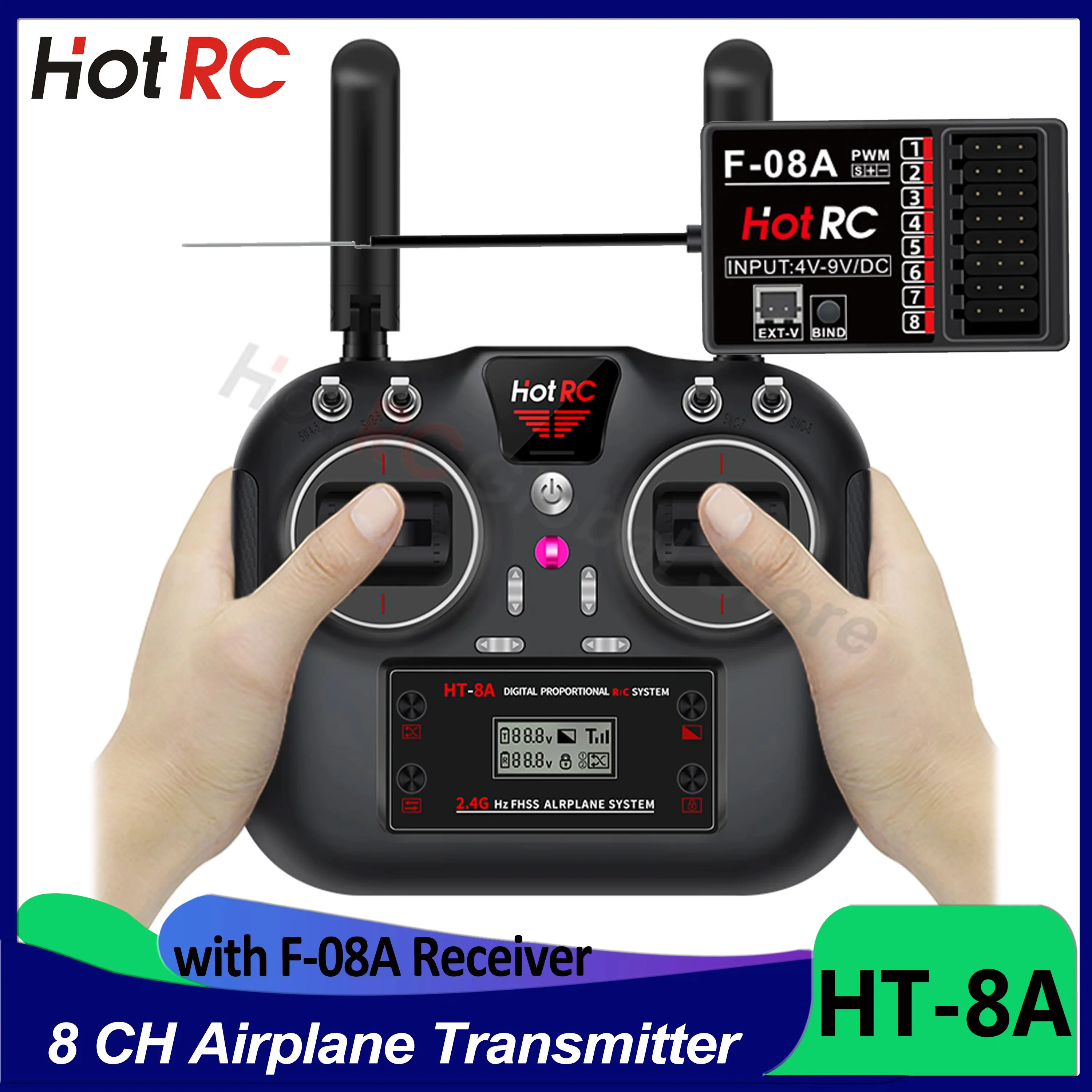 HotRCHT-8APilotzdalnegosterowania2.4G8CH4.5-9VPWMFHSSNadajnikzodbiornikiemF-08AdoRCFPVDroneAircraftCarShipTank-AliExpress26