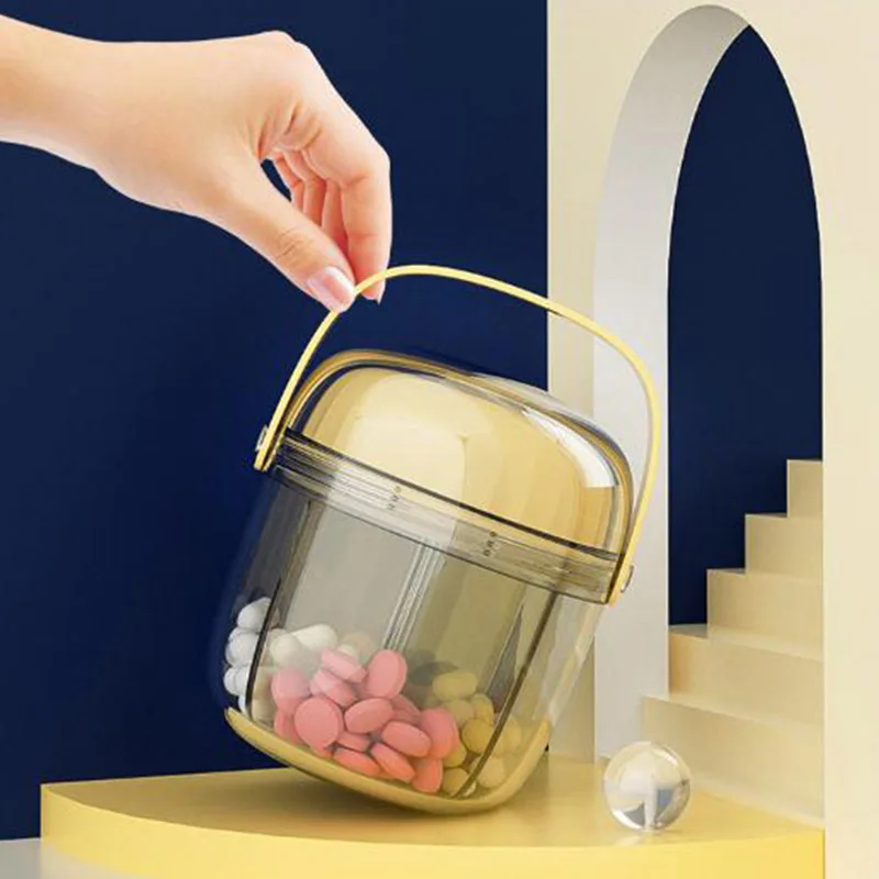 

Moisture-proof Pill box Rotary Pills Box Tablets vitamin Organizer Weekly Pillbo