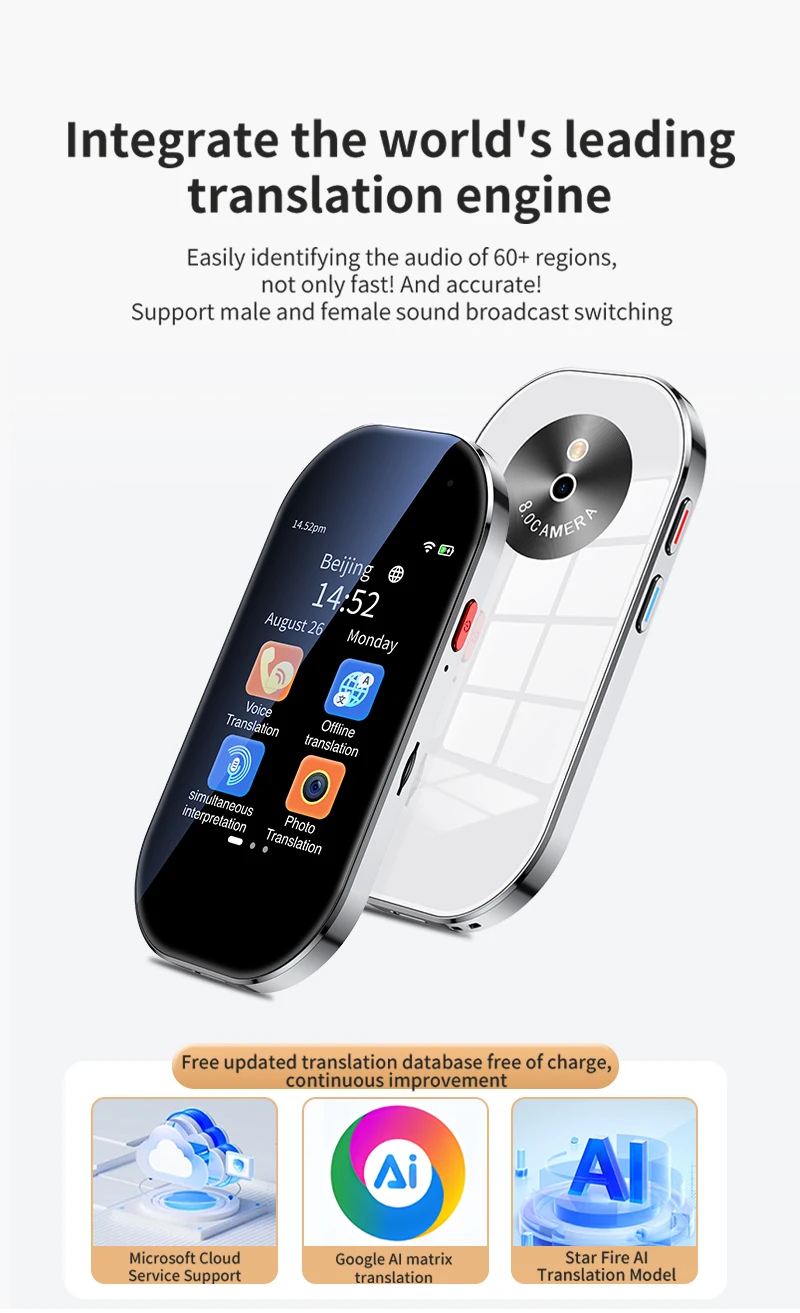 D6 AI Smart Translator Machine Support Cantonese with Camera Real-time Intelligent Translate Instant Voice Translation Device