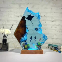 HOT Seabed World Organism Resin Table Light Creactive Art Decoration Lamp Underwater Diving Theme Night Light USB Charge