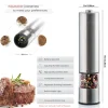Electric Salt Pepper Grinder Set One Handed Operation Stainless Steel Spice Mill With Light Automatic Pepper Grinde for Kitchen 6