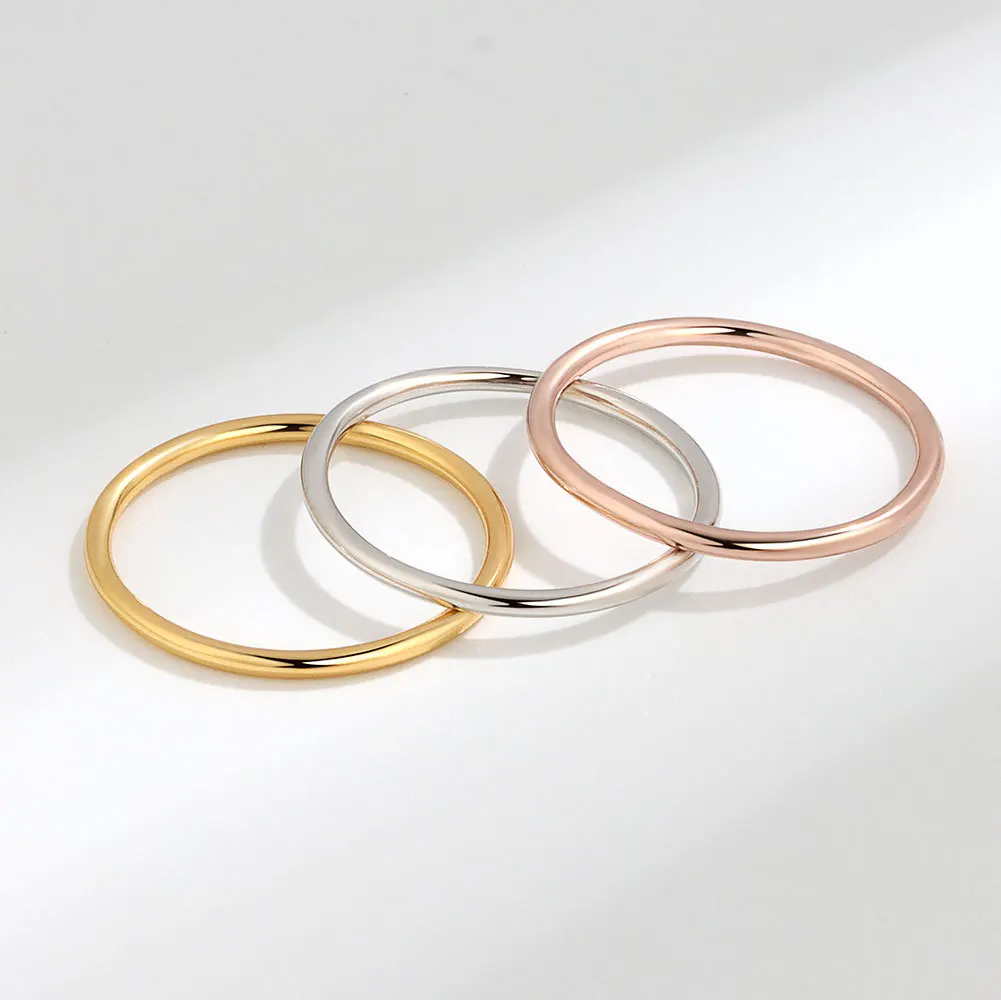 F.I.N.S 925 Sterling Silver Thin Ring Minimalist Smooth Lines Rose Gold Ladies Stackable Engagement Finger Fine Jewelry JT1200 4