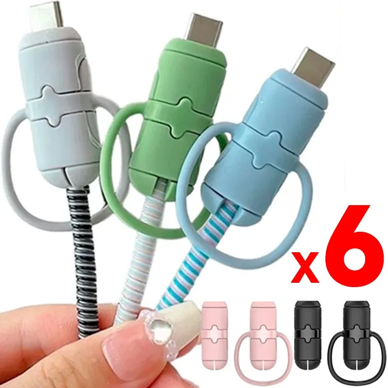 6-1Pcs USB Charger Cable Protector Universal Phone Charging Wire Port Cover protettiva per Huawei Xiaomi Samsung cavo di ricarica