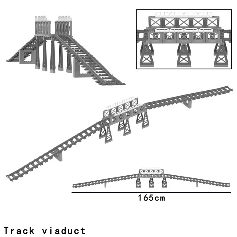 MOC 기차 터널 출구 입구 모델 세트 도시 기차 컨테이너 오일 탱크 키트 산악 철도 트랙 신호등 Leduo 블록