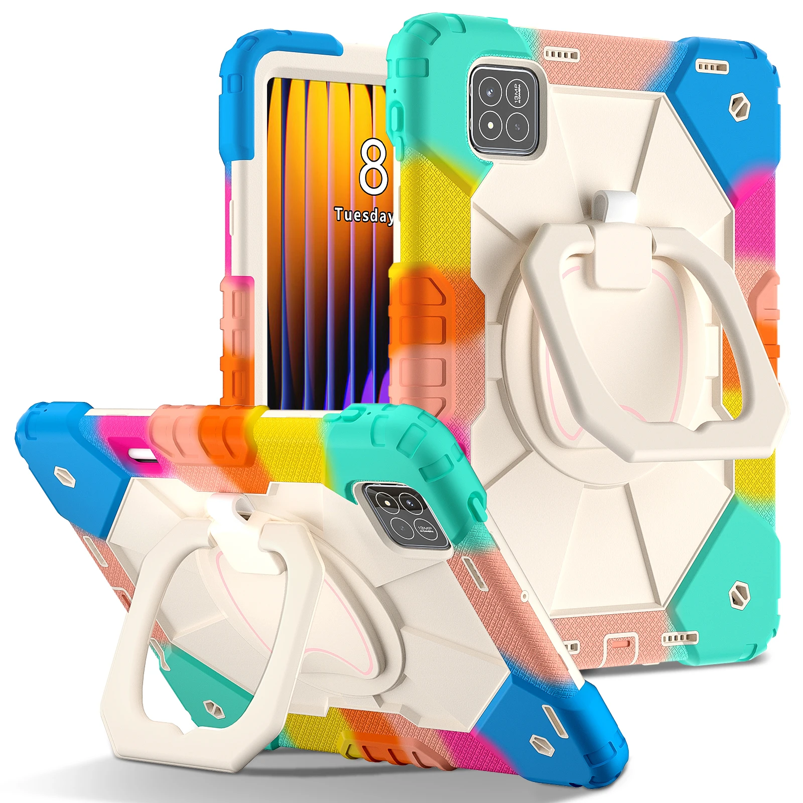 360° Rotatable Tablet Stand Case with Handle and Hard Cover