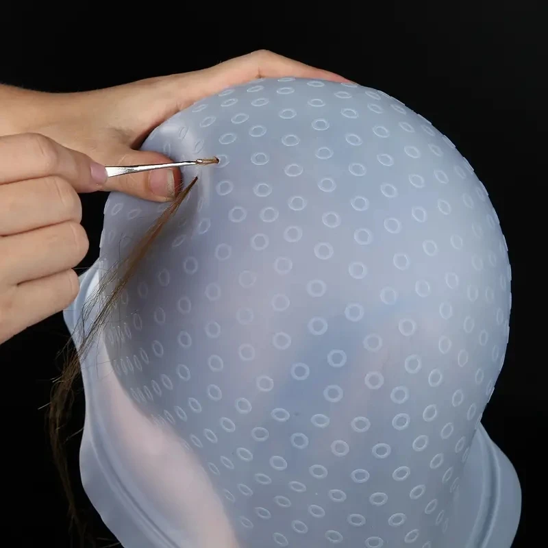 

Reusable Silicone Hair Coloring Highlighting Cap Hair Dyeing Cap Hook Salon Dye Silicone Hat Cap Professional Hair Coloring Tool