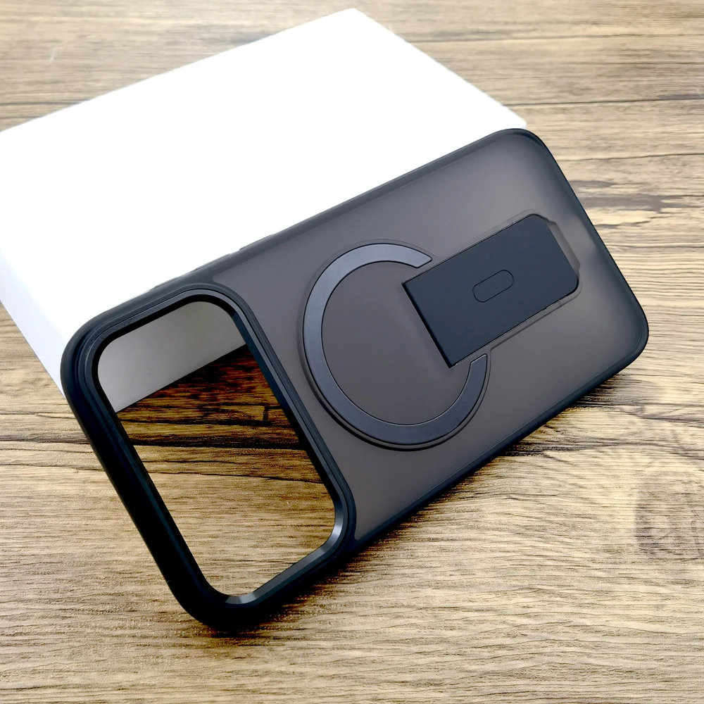 Shockproof Armor Matte Case with Stand and MagSafe Wireless Charging Capability