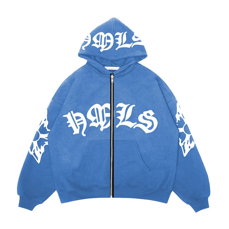 Zip Hoodie Snowflake Letter Print Goth Punk Sweatshirt Women Hoodies Sport Coat Pullover Long Sleeve Oversized Hoodie Y2k Jacket