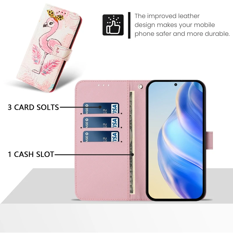 Stylish Painted Leather Wallet Phone Case Cover