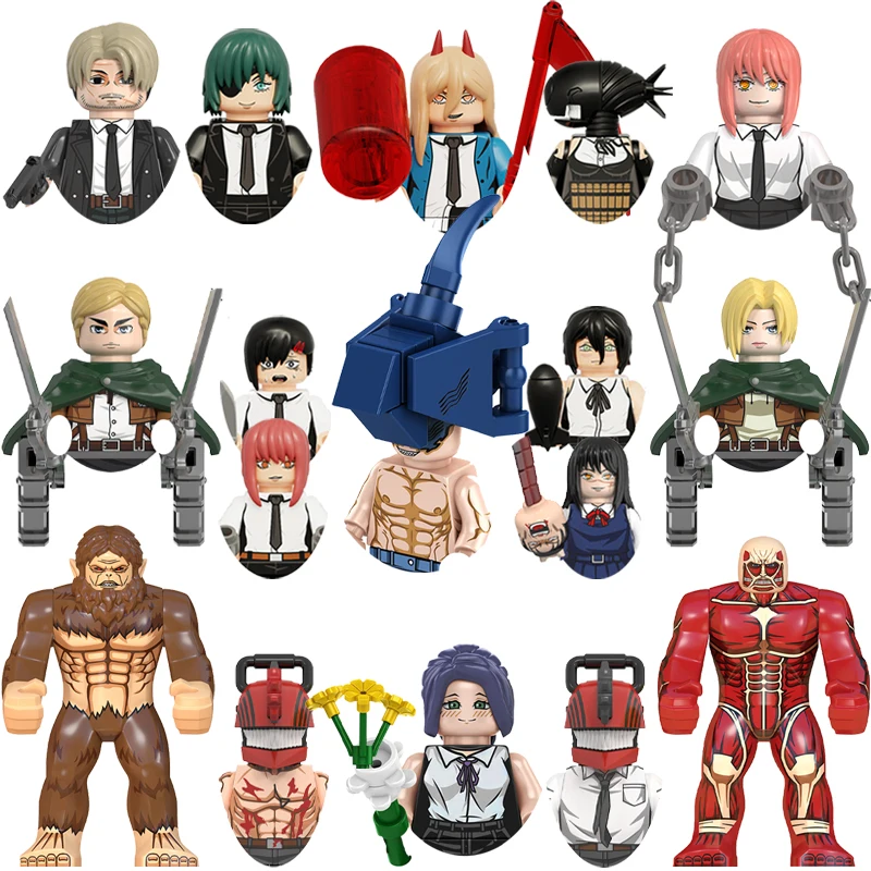 Anime Chainsaw Man Denji Mini-Bausteine Actionfiguren Attack on Titan Charaktere Bauklötze für Spielzeug Geschenke Kinder