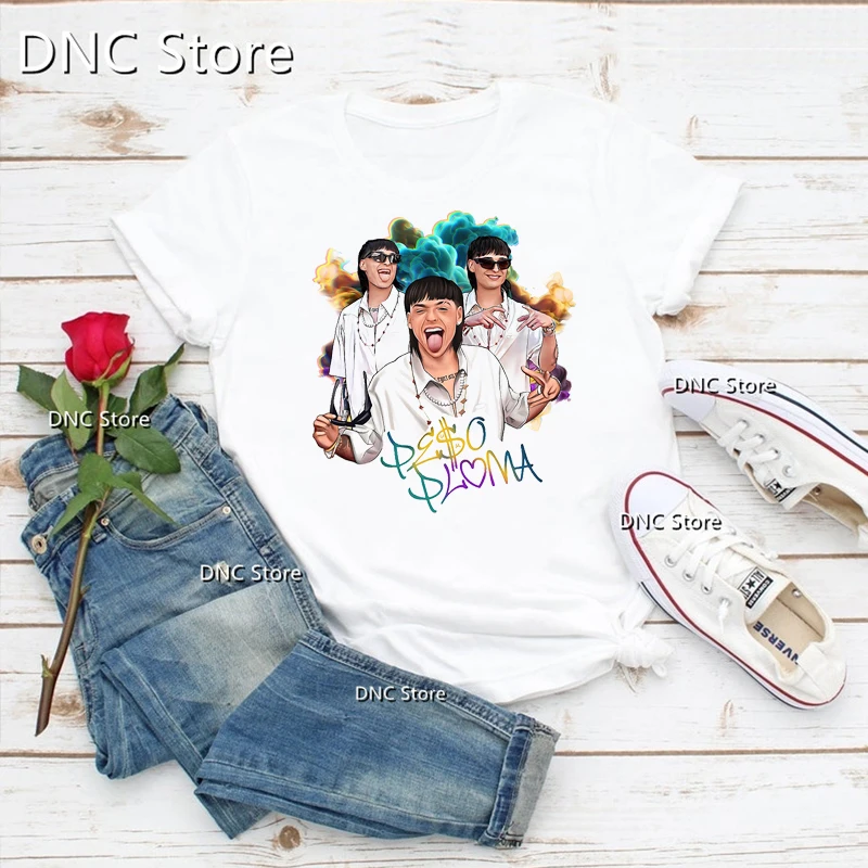 

New Summer Style Women'S T-Shirt Rapper Peso Pluma Graphic Print 00s Girls Tshirt Fashion Hip-Hop Music Enthusiast Femme Tshirts