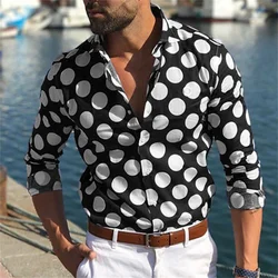 Men's shirt pattern shirt casual stretch fashion 3D printing multi-color street long sleeved comfortable button printed clothing