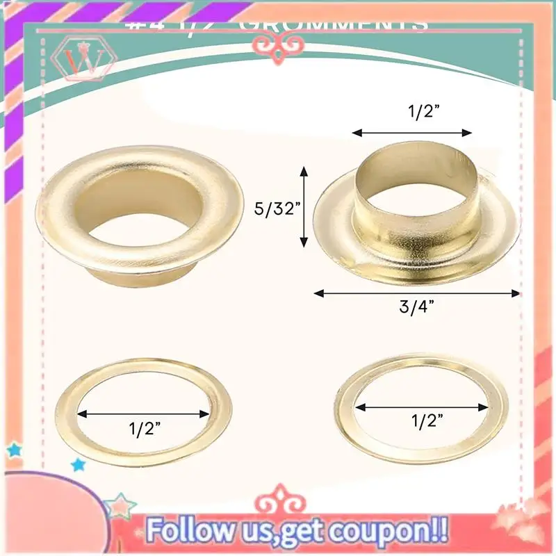 Upgraded Grommet Tool Kit Grommet & Washer Kit 500Pcs, 2 Grommets Kit, Suitable For Leather Bags Banner
