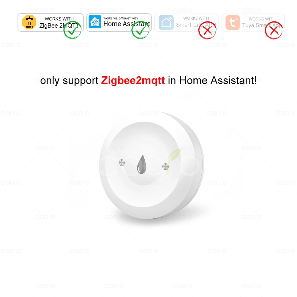 חיישן מים Zigbee של Tuya לזיהוי נזילות במים באמצעות אפליקציית חיבור למטבח/חדר האמבטיה תומך ב-Smart Life Zigbee2mqtt