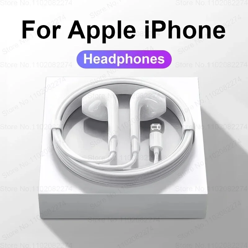 Original Headphones For Apple iPhone 14 11 12 13 Pro Max Earphones XR X XS SE 6 6S 7 8 Plus Bluetooth Wired Earbuds Accessories 1