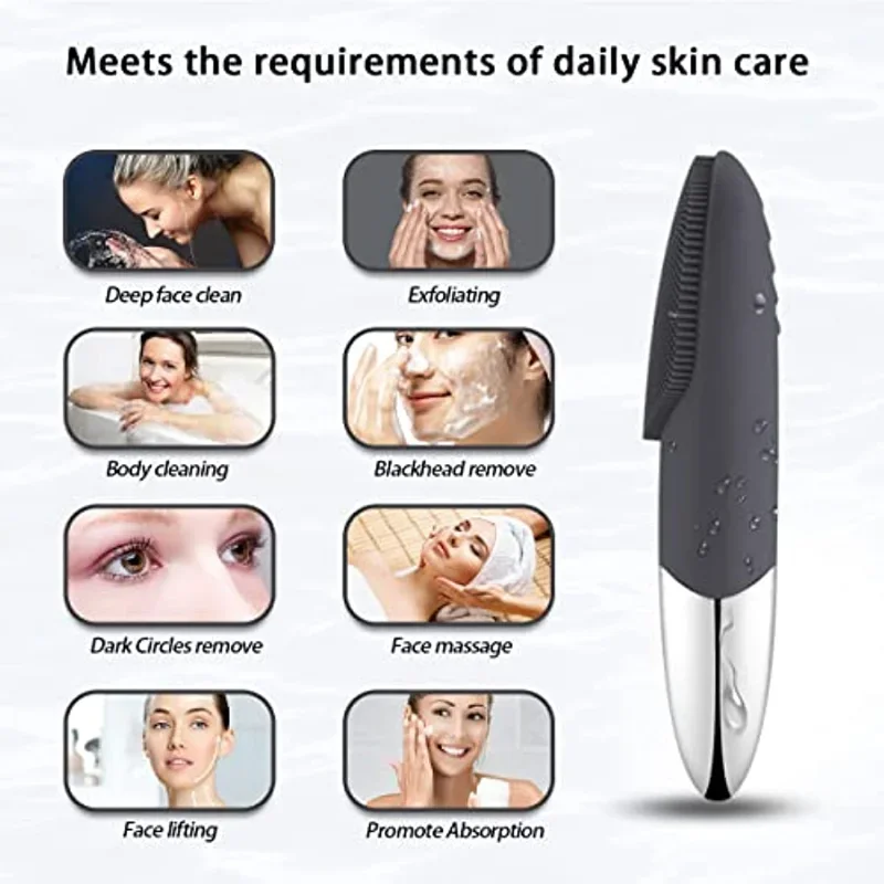 Electric Facial Cleansing Brush Silicone Vibrating Massager Face Scrubber Brush Deep Cleanning Blackhead Remover Exfoliating