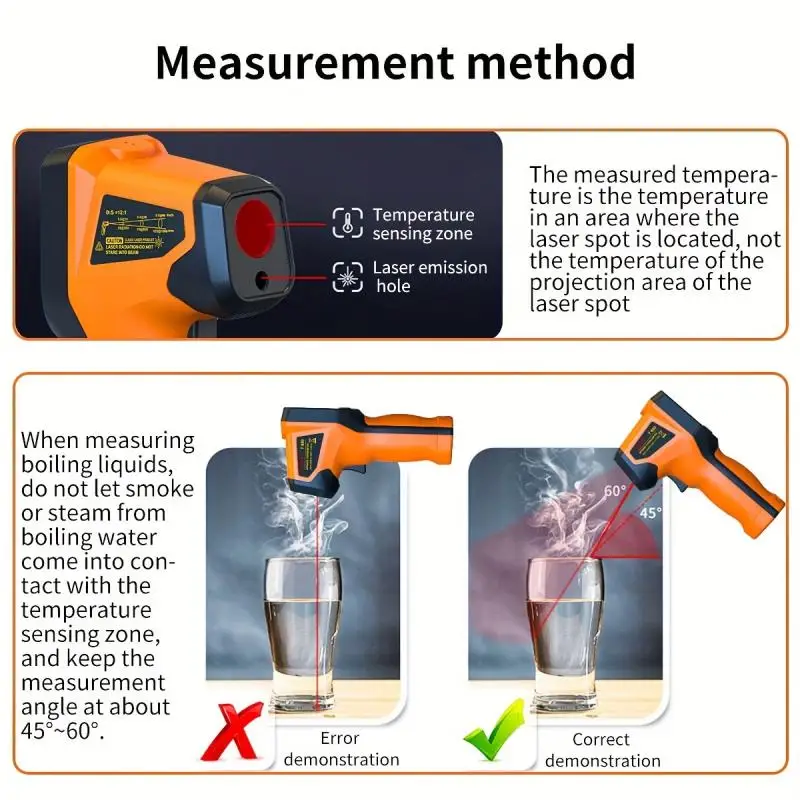 1 Pcs Infrared Thermometer Gun, Handheld Heat Temperature Gun For Cooking  Tester, Pizza Oven, Grill & Engine - Laser Surface Temp Reader -58F To  1112F - NOT For Humans