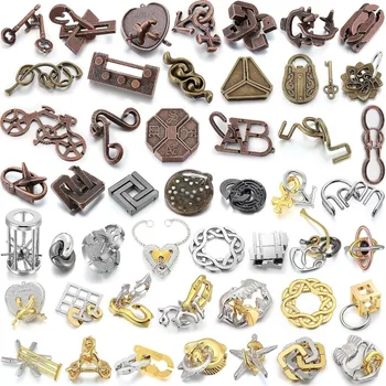 Yilloog 48 Pcs 3D Metal Puzzles for Adults Vivid Style Hard Brain IQ Logic Test Disentanglement Puzzle Challenge with Metallic 1