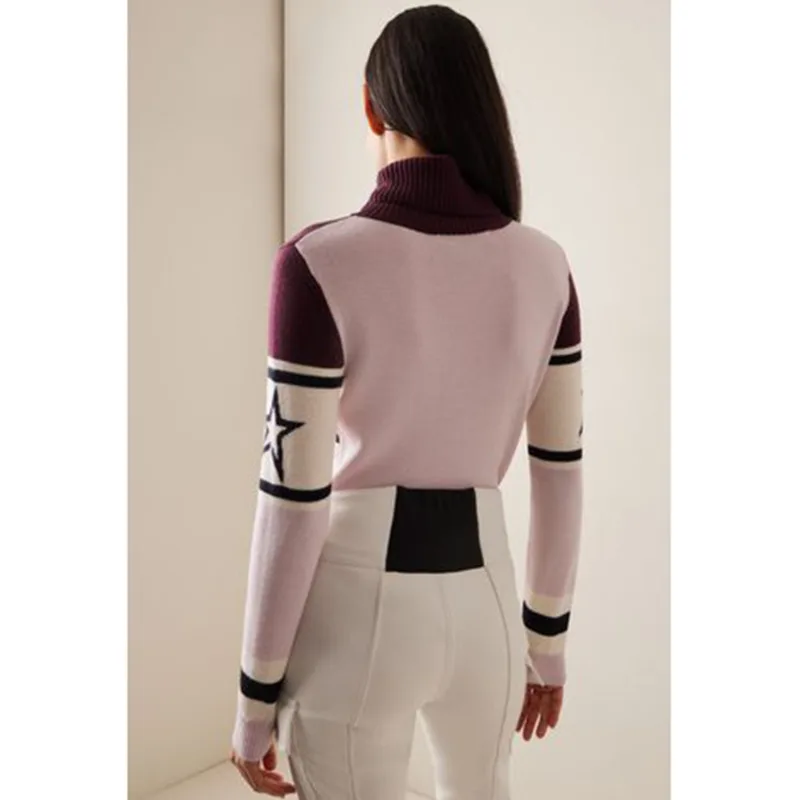 Turtleneck High Street Knitted Sweaters Letter Printed Elegant Slim Pullovers Patchwork Harajuku Thick Jumpers Women's Sweaters 4