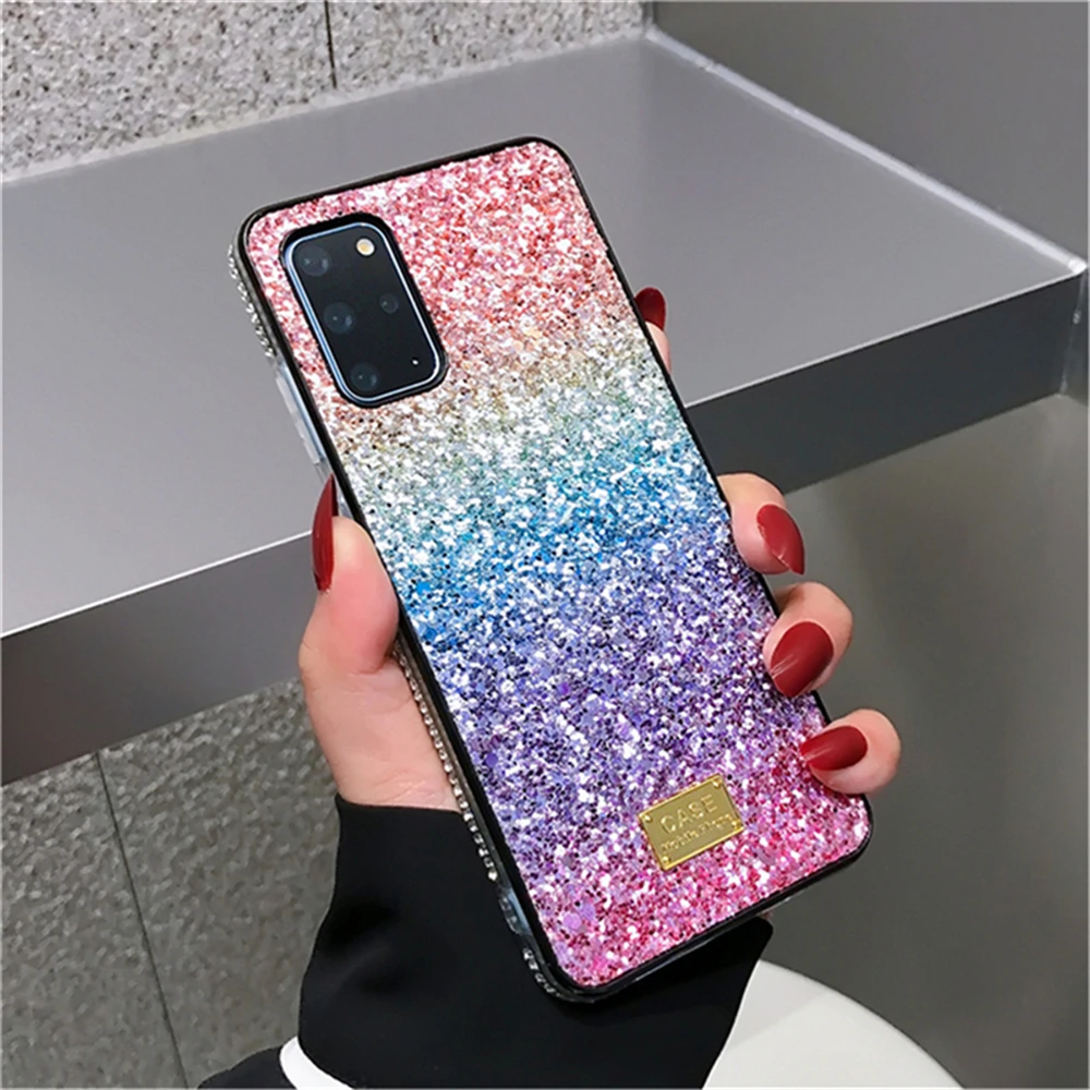 Luxury Shiny Rainbow Glitter Diamond Case For Samsung S22 Ultra S21 Plus S20 S10 Note 20 10 Bling Rhinestone Soft Silico_voghion.com