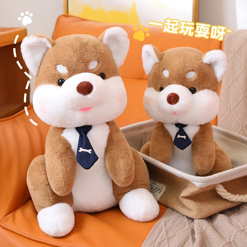 

Cute Cartoon Shiba Inu Sitting Dog Plush Toy Soft Stuffed Necktie Puppy Animals Plushies Doll Kawaii Baby Appease Pillow Gifts