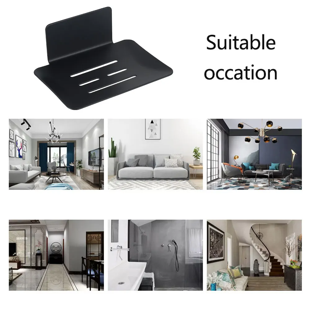 Stainless Steel Pasting Wall-Mounted Drainage Soap Dish Tray No Drilling Soap Sponge Holder Rack Bathroom Accessories