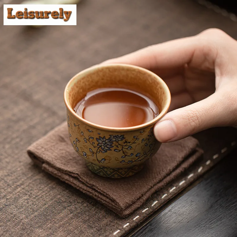 60ml Dunhuang Twining Lotus Teacup Handmade Tea Bowl Beautiful Tea Cup Tea-tasting Personal Cup Jianzhan Master Cup Tea Ceremony