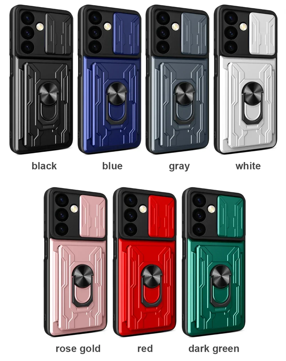 Case for Samsung Galaxy S24 Plus Armor Card Bag Shell GalaxyS24 S23 FE S22 A25 A54 A14 A53 A13 Ultra Plus Kickstand Ring Cover