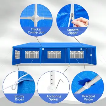 10'x30' Patio Gazebo Waterproof Outdoor Canopy Tent Party Tent With 8 Walls 8 3