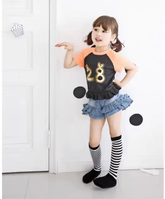 Denim Skort Girls Denim Shorts Ruffles Lace Kids Baby Workout