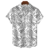 Black And White Simple Men's Shirt Cute Dinosaur Print Men's Clothing Lapel Oversized Short Sleeve Shirt Fashion Street Tops 5