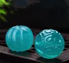 ONE PIECE full hole  loose beads green Amazonite carved round/pumpkin  for making jewelry necklace  FPPJ wholesale 1
