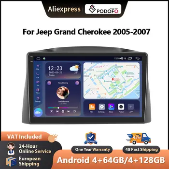 Podofo para Jeep Grand Cherokee 2005-2007, CarPlay inalámbrico para Apple, Android, radio para coche, GPS, FM, WiFi, BT, Multimedia, estéreo, EQ 1