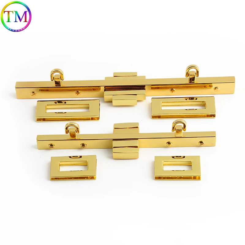 Gold Zinc Alloy Rectangle Hanger Clasp Locks Kit For DIY Craft Handbags Purse Bags Crossbody Bags Buckles Hardware Accessories