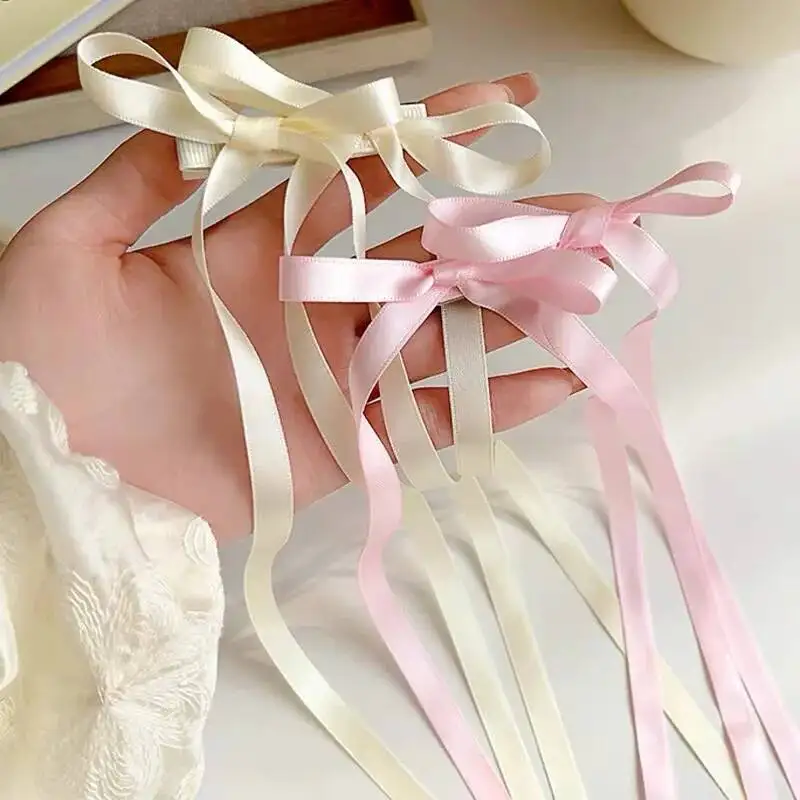 Koreanische Spitzen-Haarspange mit Schleife, trendige lange Haarspange mit Band, Haarband für Frauen und Mädchen, geflochtene Hochzeits-Haaraccessoires – Detail 9