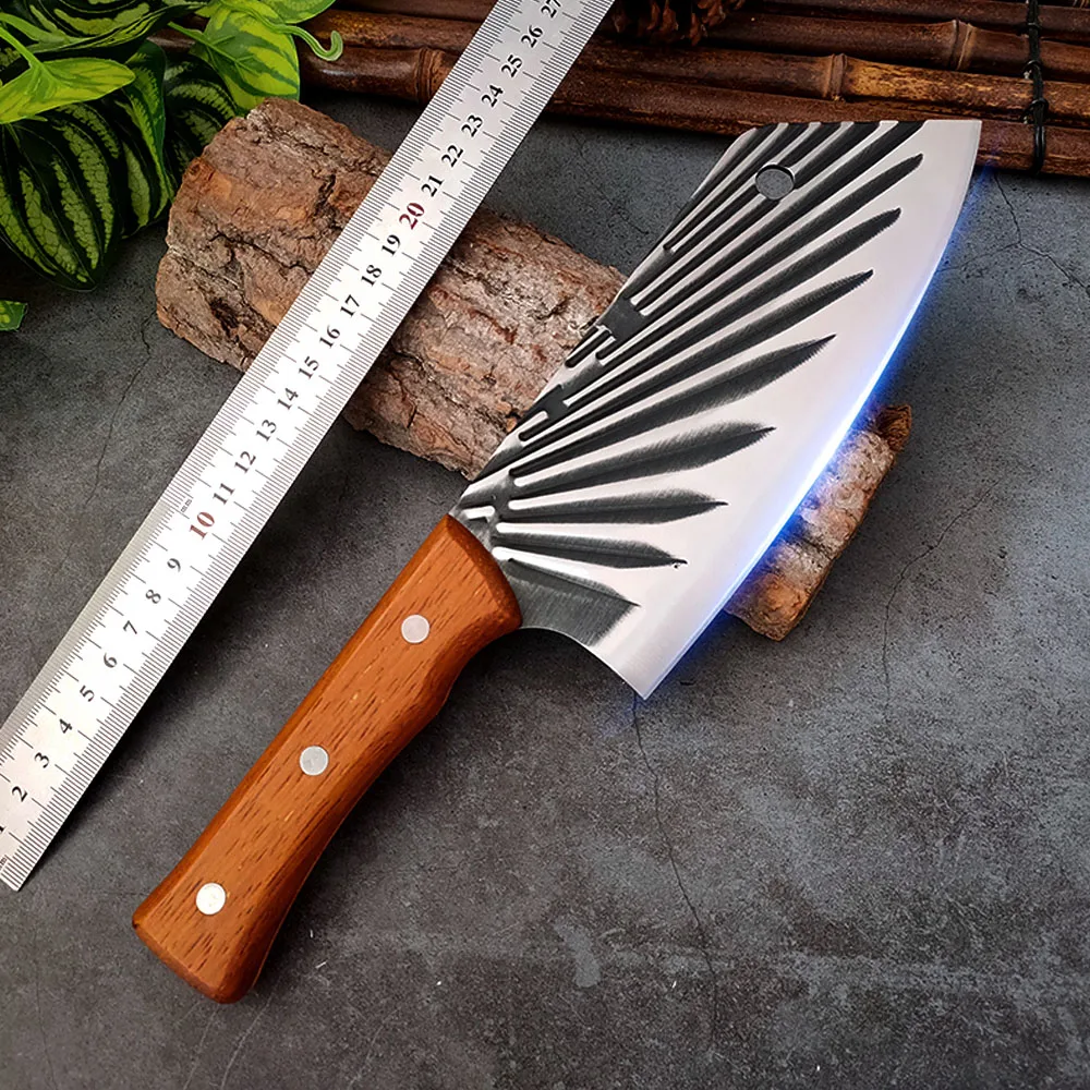 

Handmade Forged High Carbon Bone Chopping Chinese Knife Meat Cleaver Full-Tang Butcher Fish Vegetable Cutter Slicer Cookware