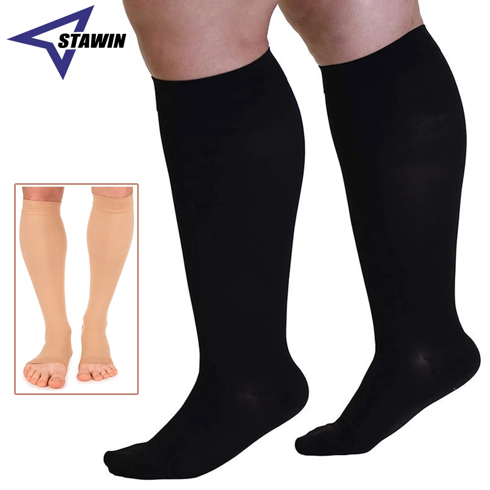 Plus Size Calf Compression Sleeve 2030mmHG Leg Support Graduated Open