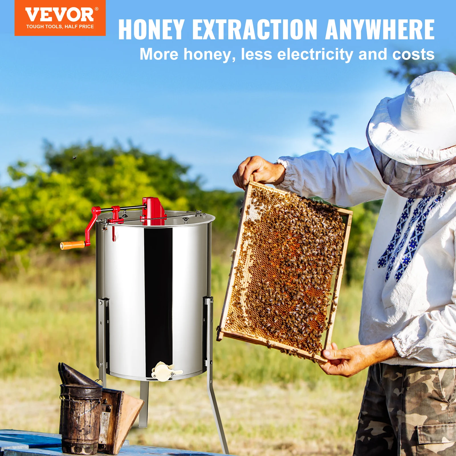 VEVOR Honey Extractor 4/8 2/4 Frame Electric Stainless Steel Honeycomb Spinner Crank Honey Centrifuge Beekeeping Equipment beekeeping tools,bee breeding box
