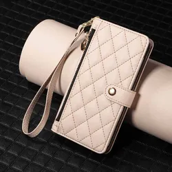 Leather Flip Wallet Zippered Phone Case with Card Slots - OPPO Reno13 FS 4G (I4 - beige)