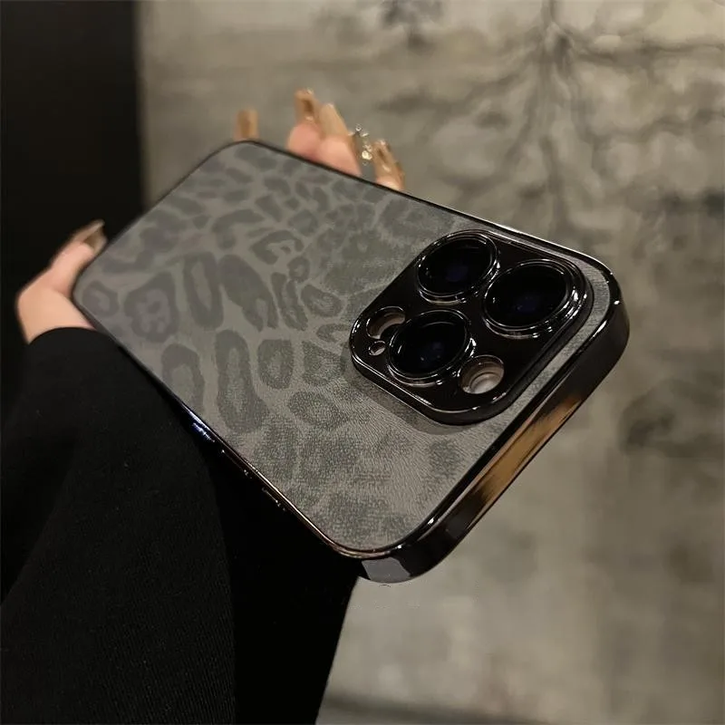 Luxury Leopard Texture Leather Case with Shockproof Lens Protection