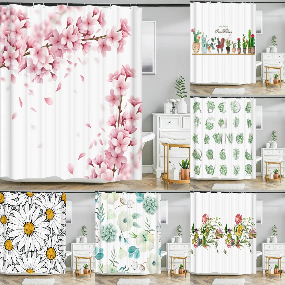 

Flower Dandelion Red Rose Plant Fresh Shower Curtains Bathroom Curtain Frabic Waterproof Polyester Bathroom Curtain with Hooks